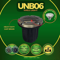 Outdoor Landscape Lighting LED 12V Low Voltage UNB06 Cast Brass 12V Low Voltage Round Grill LED In-Ground Well Light MR16 Socket IP65 Waterproof
