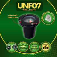 Outdoor Landscape Lighting LED 12V Low Voltage UNF07 Fiber Glass 12V Low Voltage Round LED In-ground Well Light IP65 Waterproof MR16 Socket