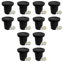 Outdoor Landscape Lighting LED 12V Low Voltage UNF07 4x/8x/12x Package Fiber Glass 12V Low Voltage Round LED In-ground Well Light IP65 Waterproof with MR16 5W 3000K Bulb Black 12 Pack