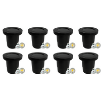 Outdoor Landscape Lighting LED 12V Low Voltage UNF07 4x/8x/12x Package Fiber Glass 12V Low Voltage Round LED In-ground Well Light IP65 Waterproof with MR16 5W 3000K Bulb Black 8 Pack