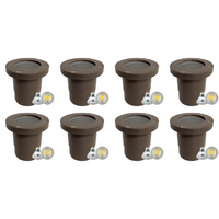 Outdoor Landscape Lighting LED 12V Low Voltage UNF07 4x/8x/12x Package Fiber Glass 12V Low Voltage Round LED In-ground Well Light IP65 Waterproof with MR16 5W 3000K Bulb Brown 8 Pack