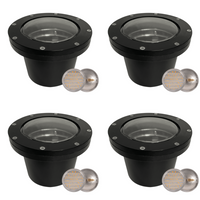Outdoor Landscape Lighting LED 12V Low Voltage UNF08 4x/8x/12x Package Fiber Glass 12V Low Voltage Commercial PAR36 LED In-ground Well Light IP65 Waterproof with PAR36 10W 160° 3000K Bulb Black 4 Pack