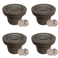 Outdoor Landscape Lighting LED 12V Low Voltage UNF08 4x/8x/12x Package Fiber Glass 12V Low Voltage Commercial PAR36 LED In-ground Well Light IP65 Waterproof with PAR36 10W 160° 3000K Bulb Brown 4 Pack
