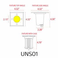 Outdoor Landscape Lighting LED 12V Low Voltage UNS01 12V Low Voltage LED In-Ground Well Light Square Stainless Steel Landscape Lighting Waterproof MR16 Socket