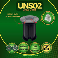 Outdoor Landscape Lighting LED 12V Low Voltage UNS02 Stainless Steel Waterproof In-Ground 12V Low Voltage LED Underground Light Landscape Lighting MR16 Socket