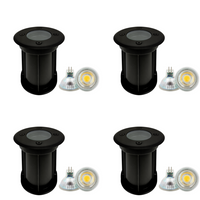 Outdoor Landscape Lighting LED 12V Low Voltage UNS02 4x/8x/12x Package Waterproof In-Ground 12V Low Voltage LED Underground Light Landscape Lighting with MR16 5W 3000K Bulb 4 Pack Black