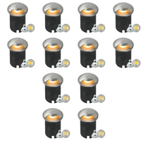 Outdoor Landscape Lighting LED 12V Low Voltage UNS03 4x/8x/12x Package Stainless Steel Mono Directional One Slit In-Ground 12V Low Voltage LED In Ground Landscape Lighting with MR16 5W 3000K Bulb 12 Pack Stainless Steel
