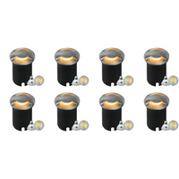 Outdoor Landscape Lighting LED 12V Low Voltage UNS04 4x/8x/12x Package Stainless Steel Bi Directional Two Slit In-Ground 12V Low Voltage LED In Ground Landscape Lighting with MR16 Socket 5W 3000K Bulb 8 Pack Stainless Steel