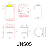 Outdoor Landscape Lighting LED 12V Low Voltage UNS05 Stainless Steel Tri Directional Three Slit In-Ground 12V Low Voltage LED In Ground Landscape Lighting MR16 Socket