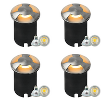 Outdoor Landscape Lighting LED 12V Low Voltage UNS05 4x/8x/12x Package Stainless Steel Tri Directional Three Slit In-Ground 12V Low Voltage LED In Ground Landscape Lighting with MR16 5W 3000K Bulb 4 Pack Stainless Steel