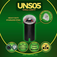 Outdoor Landscape Lighting LED 12V Low Voltage UNS05 Stainless Steel Tri Directional Three Slit In-Ground 12V Low Voltage LED In Ground Landscape Lighting MR16 Socket
