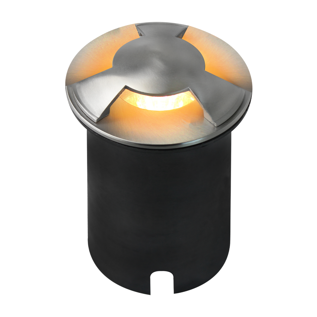 Outdoor Landscape Lighting LED 12V Low Voltage UNS05 Stainless Steel Tri Directional Three Slit In-Ground 12V Low Voltage LED In Ground Landscape Lighting MR16 Socket Stainless Steel