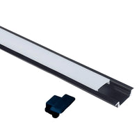 Outdoor Landscape Lighting LED 12V Low Voltage AP44M 8 ft Aluminum Channel Flush Mount 0.70″(W) x 0.31″(H) for LED Strip Lights | 10 Pack Black