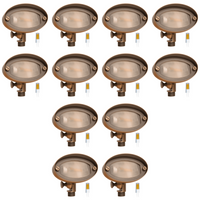 Outdoor Landscape Lighting LED 12V Low Voltage FPB03 4x/8x/12x Package Brass Oval LED Directional Floodlight Adjustable Lighting 12V Low Voltage with G4 3W 3000K Bulb 12 Pack