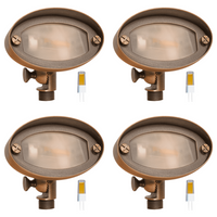Outdoor Landscape Lighting LED 12V Low Voltage FPB03 4x/8x/12x Package Brass Oval LED Directional Floodlight Adjustable Lighting 12V Low Voltage with G4 3W 3000K Bulb 4 Pack
