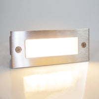 Outdoor Landscape Lighting LED 12V Low Voltage STS02 12V Low Voltage Outdoor Recessed Stainless Steel Brick Wall Light 3000K Warm White Integrated LED Step/ Stair Lighting Fixture