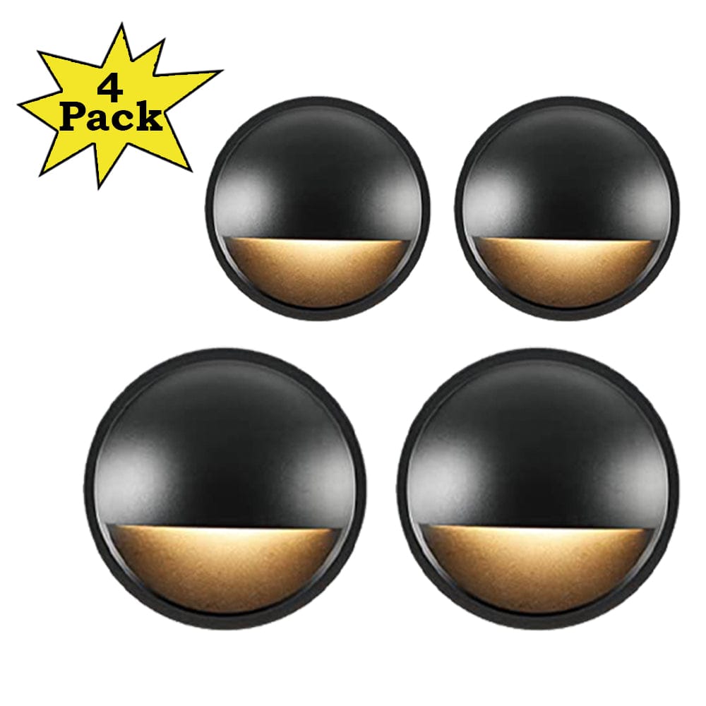 Outdoor Landscape Lighting LED 12V Low Voltage DLA02 4-Pack 2W Low Voltage 2700K Warm White Integrated LED Outdoor Half Moon Deck Lights Package, 12V LED Step Patio Landscape Lights Black