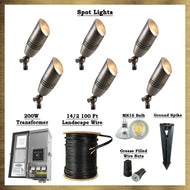 Brass LED Spot Light Kit: (6) Brass Spotlights, All Necessary Components - SPB06 / Dark Brass / 3000K Warm White