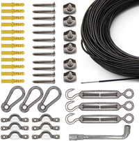 Outdoor Landscape Lighting LED 12V Low Voltage SLGC02 String Light Hanging Cable Kit 165 FT, Nylon Coated 304 Stainless Steel Guide Wire and Accessories for Outdoor Bistro String Lights