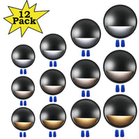 Outdoor Landscape Lighting LED 12V Low Voltage DLAC02 12-Pack 3CCT 3W Black Low Voltage LED Outdoor Half Moon Deck Lights Package, 12V-24V LED Step Patio Landscape Lights