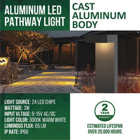 Outdoor Landscape Lighting LED 12V Low Voltage ALP19 4-Pack 3W 3000K Warm White Integrated LED Landscape Pathway Light Package, 12V Low Voltage Modern Path Lights