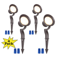 Outdoor Landscape Lighting LED 12V Low Voltage ALS03 4-Pack 5CCT 1800K/2700K/3000K/4000K/5000K Integrated LED Landscape Aluminum Spotlights Package, Adjustable Wattage 3.7W/7.3W/12W Low Voltage 12V Directional Outdoor Landscape Lighting
