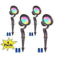 Outdoor Landscape Lighting LED 12V Low Voltage ALSR03 4-Pack RGB LED Landscape Aluminum Spotlights Package, 12W Low Voltage 12V Directional Outdoor Landscape Lighting