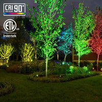 Outdoor Landscape Lighting LED 12V Low Voltage ALSR03 8-Pack RGB LED Landscape Aluminum Spotlight Package, 12W Low Voltage 12V Directional Outdoor Landscape Lighting