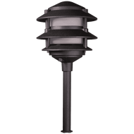 KL302 12V AC/DC Aluminum Low Voltage Landscape Lighting 3 Tier Pagoda Path Light G4 Socket - Black / None
