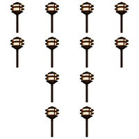 Outdoor Landscape Lighting LED 12V Low Voltage CDPA52 4x/8x/12x Package 3W 3000K Warm White Integrated LED 12V AC/DC Aluminum Low Voltage Landscape Lighting 3 Tier Pagoda Path Light 12 Pack