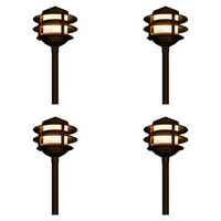 Outdoor Landscape Lighting LED 12V Low Voltage CDPA52 4x/8x/12x Package 3W 3000K Warm White Integrated LED 12V AC/DC Aluminum Low Voltage Landscape Lighting 3 Tier Pagoda Path Light 4 Pack