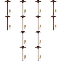 Outdoor Landscape Lighting LED 12V Low Voltage DL03 4x/8x/12x Package 12V AC/DC Aluminum Low Voltage Landscape Lighting Mushroom Path Light with G4 3W 3000K Bulb Brown 12 Pack