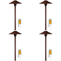 Outdoor Landscape Lighting LED 12V Low Voltage DL03 4x/8x/12x Package 12V AC/DC Aluminum Low Voltage Landscape Lighting Mushroom Path Light with G4 3W 3000K Bulb Brown 4 Pack