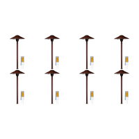 Outdoor Landscape Lighting LED 12V Low Voltage DL03 4x/8x/12x Package 12V AC/DC Aluminum Low Voltage Landscape Lighting Mushroom Path Light with G4 3W 3000K Bulb Brown 8 Pack