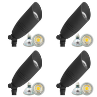 Outdoor Landscape Lighting LED 12V Low Voltage DL05 4x/8x/12x Package 12V Low Voltage LED Smooth Bullet Directional Outdoor Aluminum Spotlight with MR16 5W 3000K Bulb Black 4 Pack