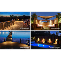 Outdoor Landscape Lighting LED 12V Low Voltage DLA01 12-Pack Satin Nickel 2.5W Low Voltage 3000K Warm White Integrated LED Outdoor Half Moon Aluminum Deck Lights Package, 12V LED Step Fence Landscape Lights
