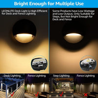 Outdoor Landscape Lighting LED 12V Low Voltage DLA01 12-Pack Brown 2.5W Low Voltage 3000K Warm White Integrated LED Outdoor Half Moon Aluminum Deck Lights Package, 12V LED Step Fence Landscape Lights
