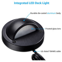 Outdoor Landscape Lighting LED 12V Low Voltage DLA03 6-Pack Black 2.5W 3CCT Low Voltage 3000K Warm White Integrated LED Outdoor Half Moon Aluminum Deck Lights Package, 12V LED Step Fence Landscape Lights