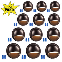 Outdoor Landscape Lighting LED 12V Low Voltage DLA01 12-Pack Brown 2.5W Low Voltage 3000K Warm White Integrated LED Outdoor Half Moon Aluminum Deck Lights Package, 12V LED Step Fence Landscape Lights