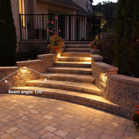 Outdoor Landscape Lighting LED 12V Low Voltage DLA01 12-Pack Brown 2.5W Low Voltage 3000K Warm White Integrated LED Outdoor Half Moon Aluminum Deck Lights Package, 12V LED Step Fence Landscape Lights