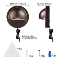 Outdoor Landscape Lighting LED 12V Low Voltage DLA01 12-Pack Brown 2.5W Low Voltage 3000K Warm White Integrated LED Outdoor Half Moon Aluminum Deck Lights Package, 12V LED Step Fence Landscape Lights