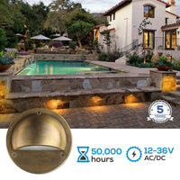 Outdoor Landscape Lighting LED 12V Low Voltage DLA01 12-Pack Bronze 2.5W Low Voltage 3000K Warm White Integrated LED Outdoor Half Moon Aluminum Deck Lights Package, 12V LED Step Fence Landscape Lights