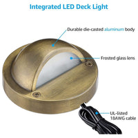 Outdoor Landscape Lighting LED 12V Low Voltage DLA01 12-Pack Bronze 2.5W Low Voltage 3000K Warm White Integrated LED Outdoor Half Moon Aluminum Deck Lights Package, 12V LED Step Fence Landscape Lights