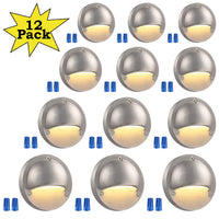 Outdoor Landscape Lighting LED 12V Low Voltage DLA01 12-Pack Satin Nickel 2.5W Low Voltage 3000K Warm White Integrated LED Outdoor Half Moon Aluminum Deck Lights Package, 12V LED Step Fence Landscape Lights