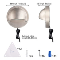 Outdoor Landscape Lighting LED 12V Low Voltage DLA01 12-Pack Satin Nickel 2.5W Low Voltage 3000K Warm White Integrated LED Outdoor Half Moon Aluminum Deck Lights Package, 12V LED Step Fence Landscape Lights