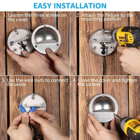 Outdoor Landscape Lighting LED 12V Low Voltage DLA01 12-Pack Satin Nickel 2.5W Low Voltage 3000K Warm White Integrated LED Outdoor Half Moon Aluminum Deck Lights Package, 12V LED Step Fence Landscape Lights