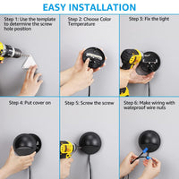 Outdoor Landscape Lighting LED 12V Low Voltage DLA03 12-Pack Black 2.5W 3CCT Low Voltage 3000K Warm White Integrated LED Outdoor Half Moon Aluminum Deck Lights Package, 12V LED Step Fence Landscape Lights