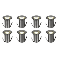 Outdoor Landscape Lighting LED 12V Low Voltage DM53 4x/8x/12x Package 3W COB 12V Low Voltage LED Monodirectional Stainless Steel Waterproof In-Ground Landscape Well Light 3000K Stainless Steel 8 Pack