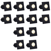 Outdoor Landscape Lighting LED 12V Low Voltage DMS52 4x/8x/12x Package 3W COB 12V Low Voltage LED Square Top Stainless Steel Waterproof In-Ground Landscape Well Light 3000K/5000K Black 12 Pack