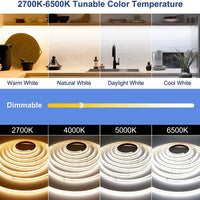 Outdoor Landscape Lighting LED 12V Low Voltage SLD07 Dotless Linear LED Tunable CCT (2700K-6500K) 4.5W/ft for 10mm COB Strip Lights Low Voltage DC24V Tape Light